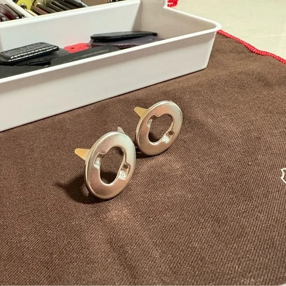 2 pieces NICKEL Vintage Coach Turnlock Faces Replacement Parts Hardware - Picture 7 of 10